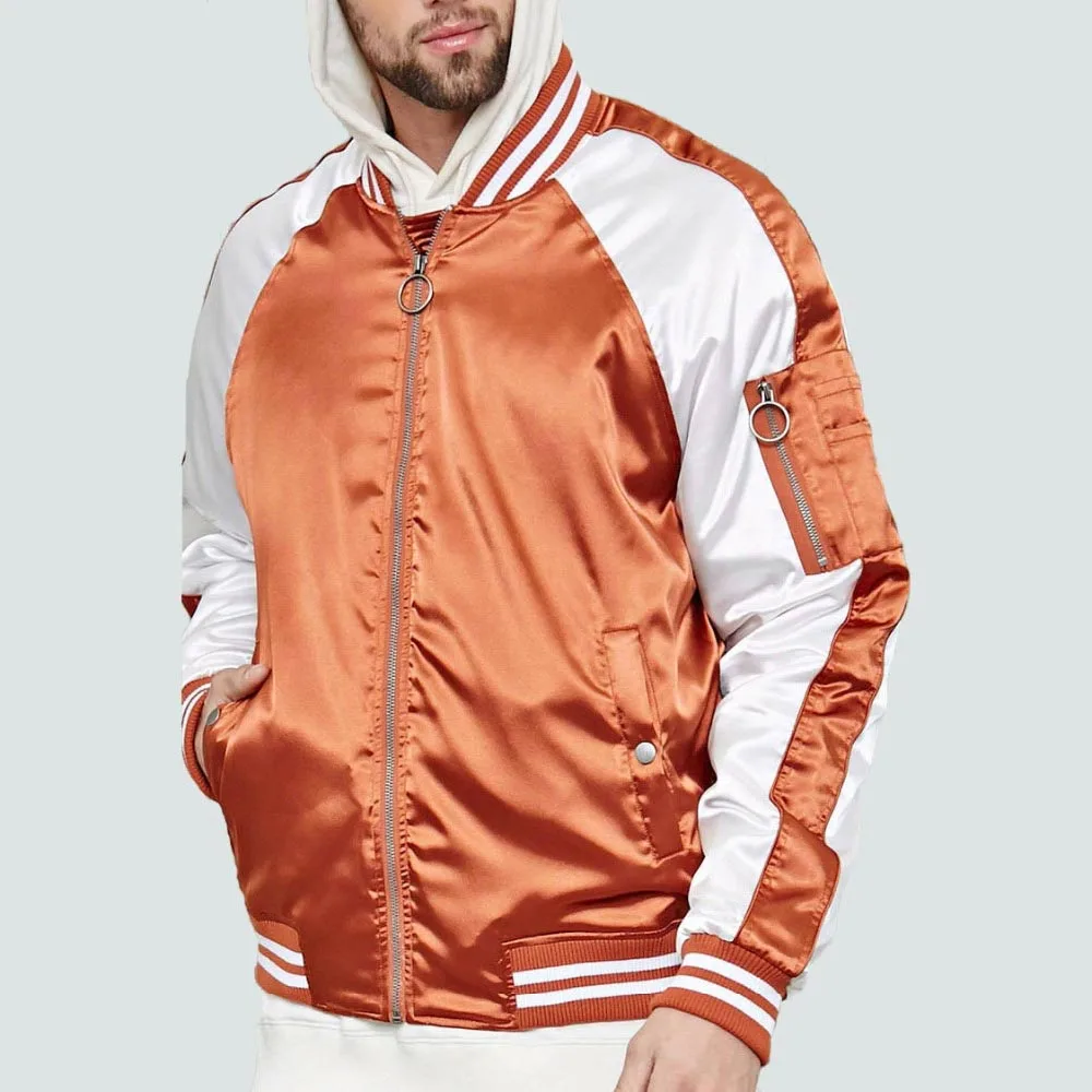 Осень 2021 новинка мужской свитер Повседневная универсальная атласная куртка на молнии с длинным рукавом и воротником-стойкой