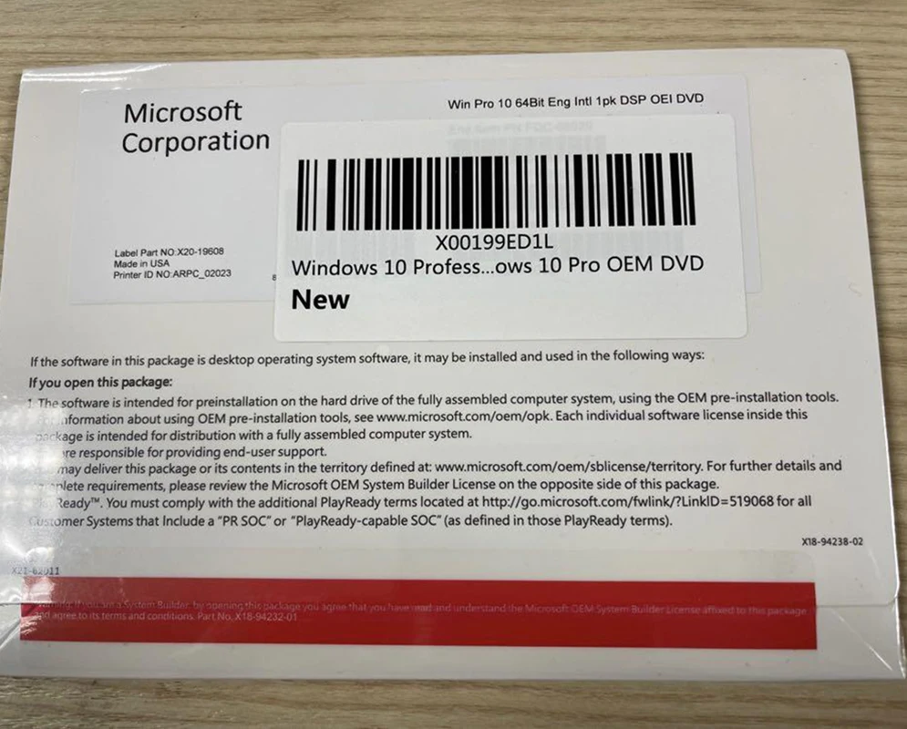 Горячая Распродажа Windows 10 pro OEM DVD полный пакет