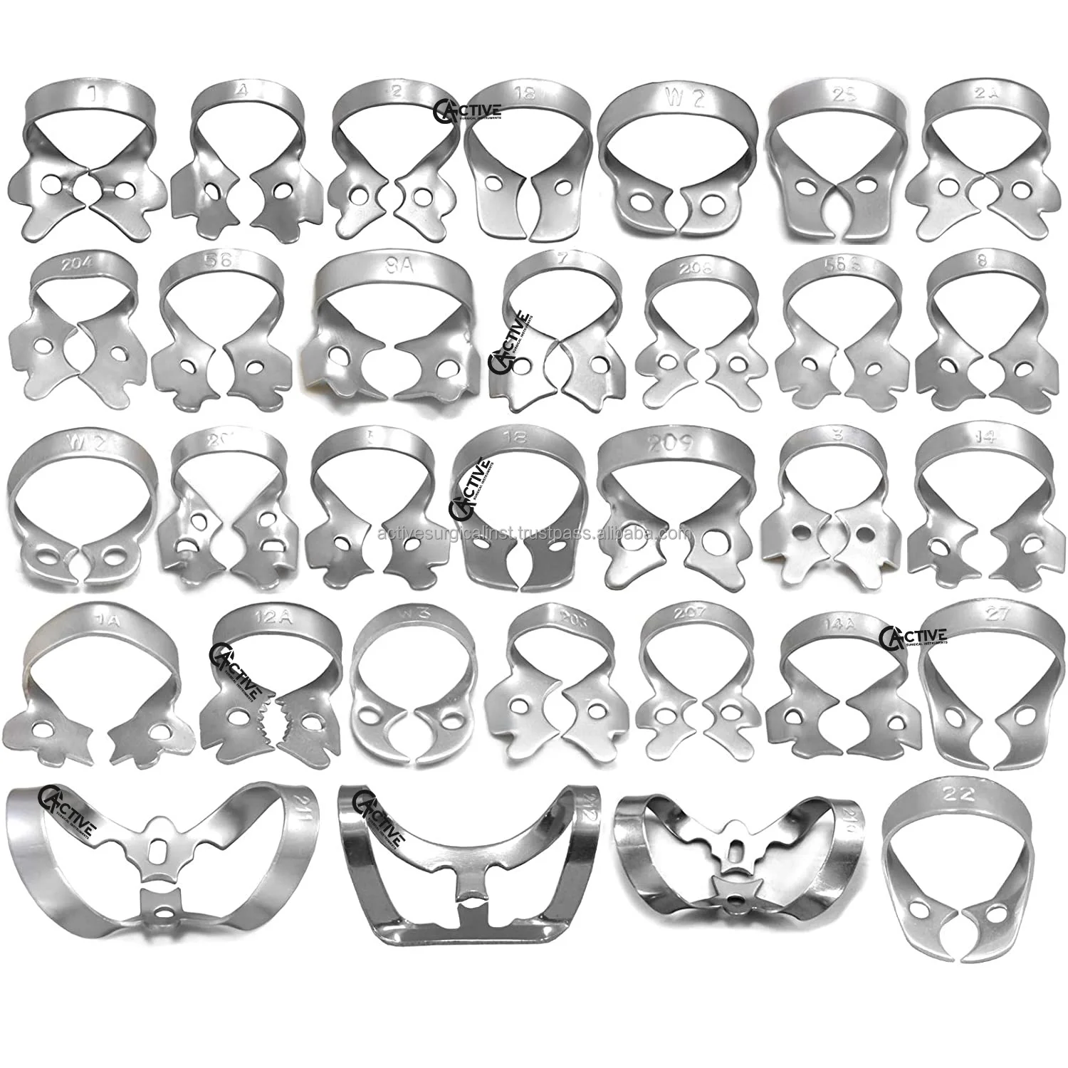 32 Pcs Dental Endodontic Rubber Dam Clamps Upper Lower Restorative Dental Instruments ENDO Clamp Set Ivory, Brinker, Wingless CE