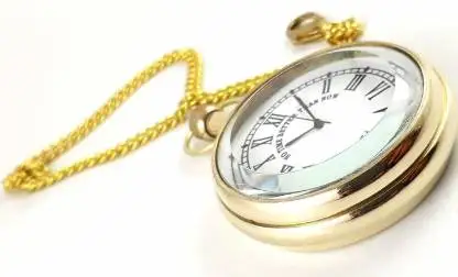 Handmade Golden Antique Solid Brass Roman Style Dial Gandhi Watch Pocket Watch with Long Chain  Valentine day CHLW001