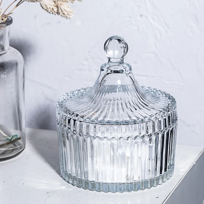 Vintage Castle Style Decorative Storage Container Glass Jar Sugar Bowl Candy Dish Crystal with Lid for Party Wedding Kitchen