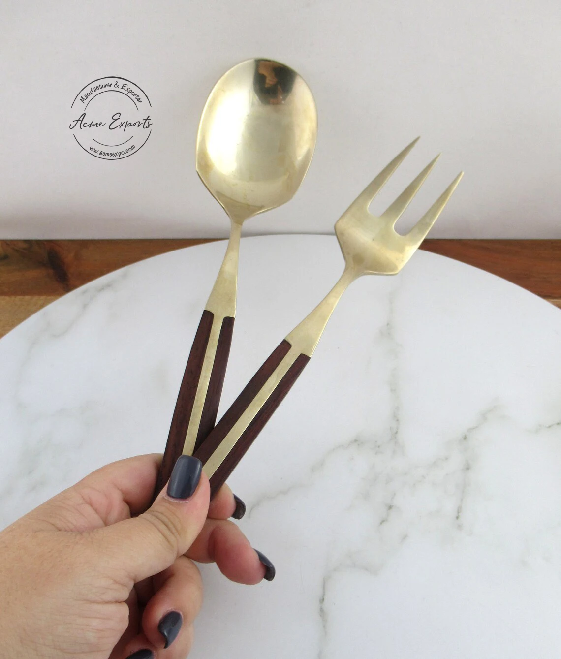  Экологически чистый латунный матовый набор для сервировки салата стандартного размера предназначенный буфетных инструментов столовые приборы