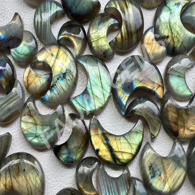 Редкий! Натуральный Лабрадорит Полумесяца сандалии в форме полумесяца; Японские народные сандалии Калиброванные неоправленный полудрагоценный камень ручной работы удивительные Гладкий польский