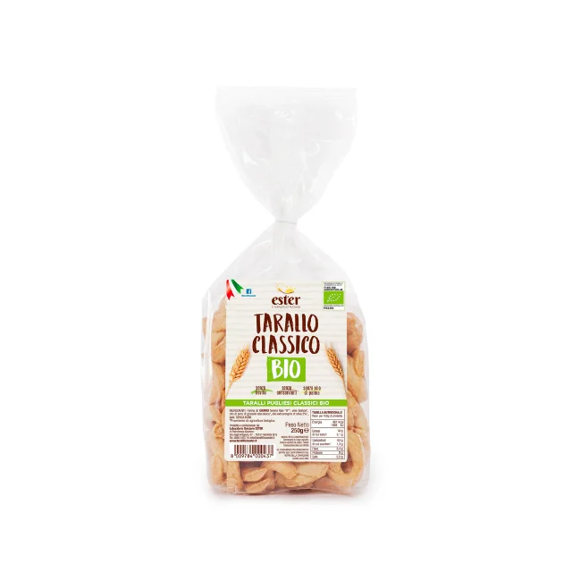 Finest Organic Italian Baked Goods Cracker Snack Aperitifs Food Apulian Plain Taralli Ester 250g