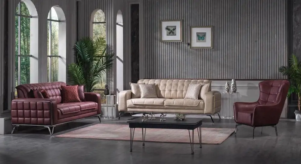 Modern Living Room Sofa Set Quilted Sectional Corner Contemporary Interior Design Ireland market