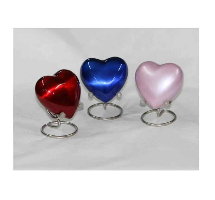 Mid Night Blue Heart Cremation Urn Colorful Metal and Wood for Ashes of Adults Babies Pets Memorial Occasions