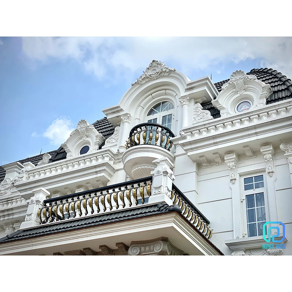 Original Manufacturer In Stock Outdoor White Wrought Iron Grill Balcony Handrail Railings Design