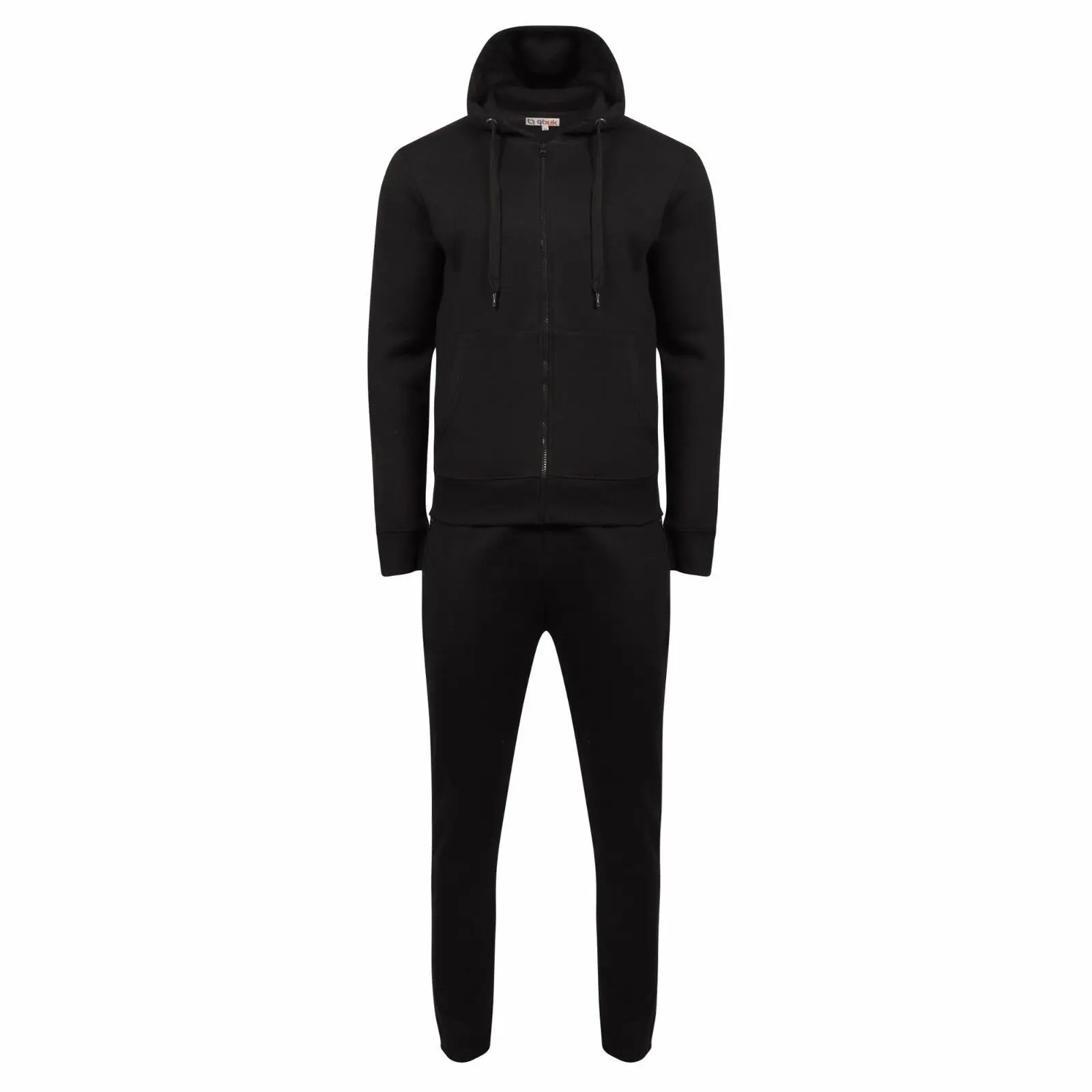 MENS TRACKSUIT SET FLEECE HOODIE TOP & BOTTOMS JOGGERS GYM PLAIN ZIP POCKETS NEW