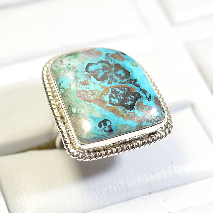 925 Sterling Silver Jewelry Azurite Stone Ring Wholesale Jewelry