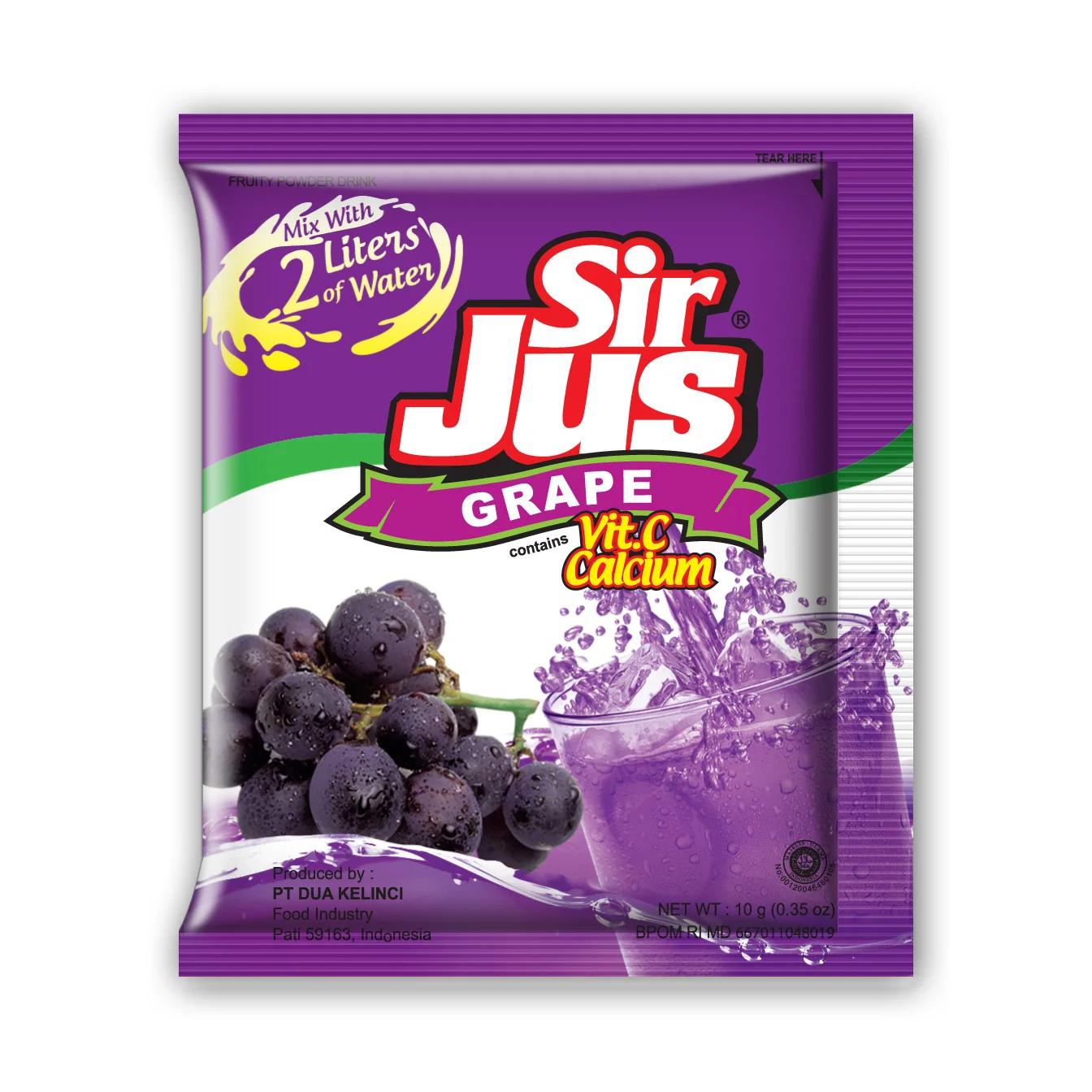 
DUA KELINCI - SIR JUS - INSTANT FRUITY POWDER DRINK GRAPE FLAVOR BEVERAGES INDONESIA 10 GR 