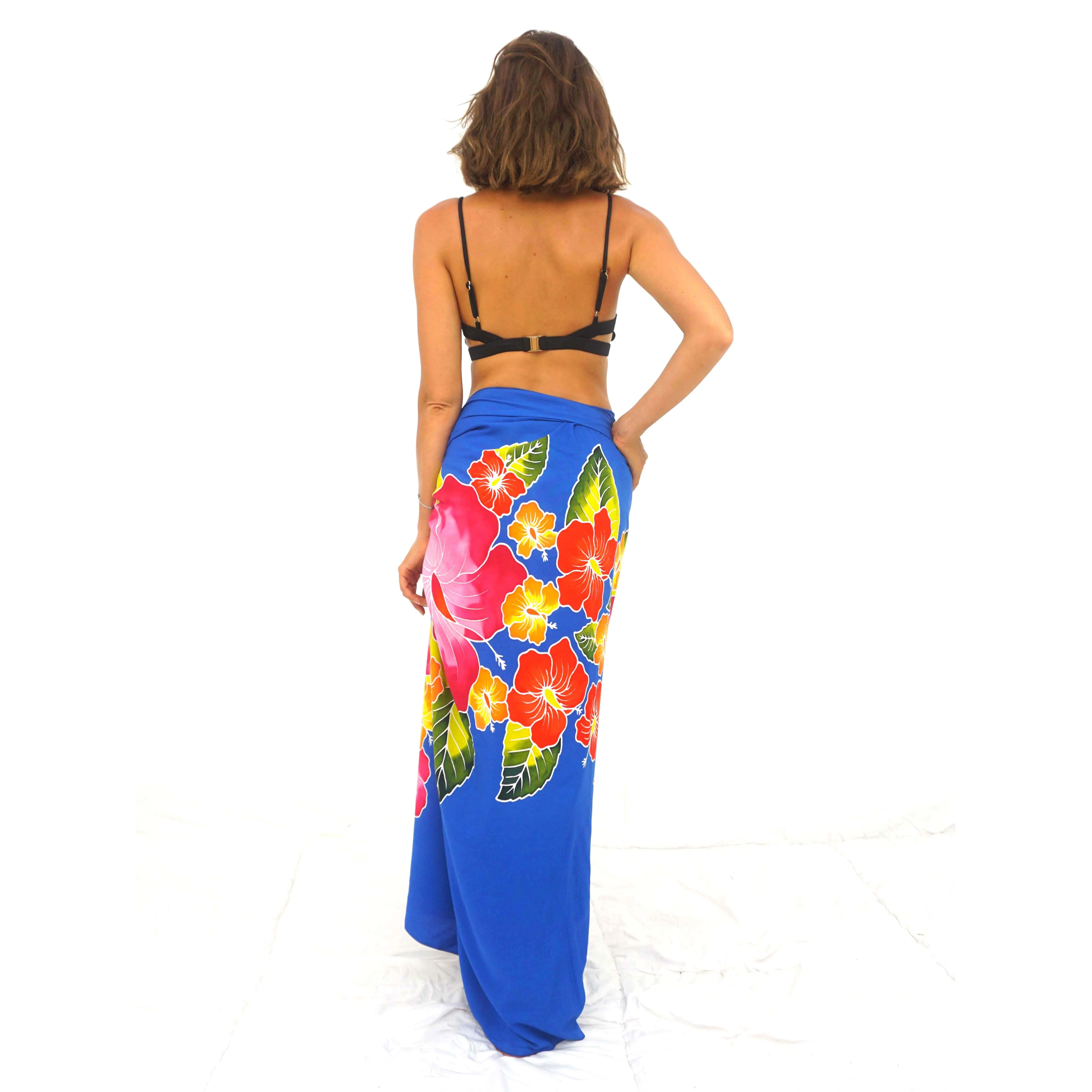 Sarong Wrap Bali 2021 Hawaiian Sarongs Pareo 100% Finest Quality Rayon Custom Wholesale Hand Painting Cover up HP003