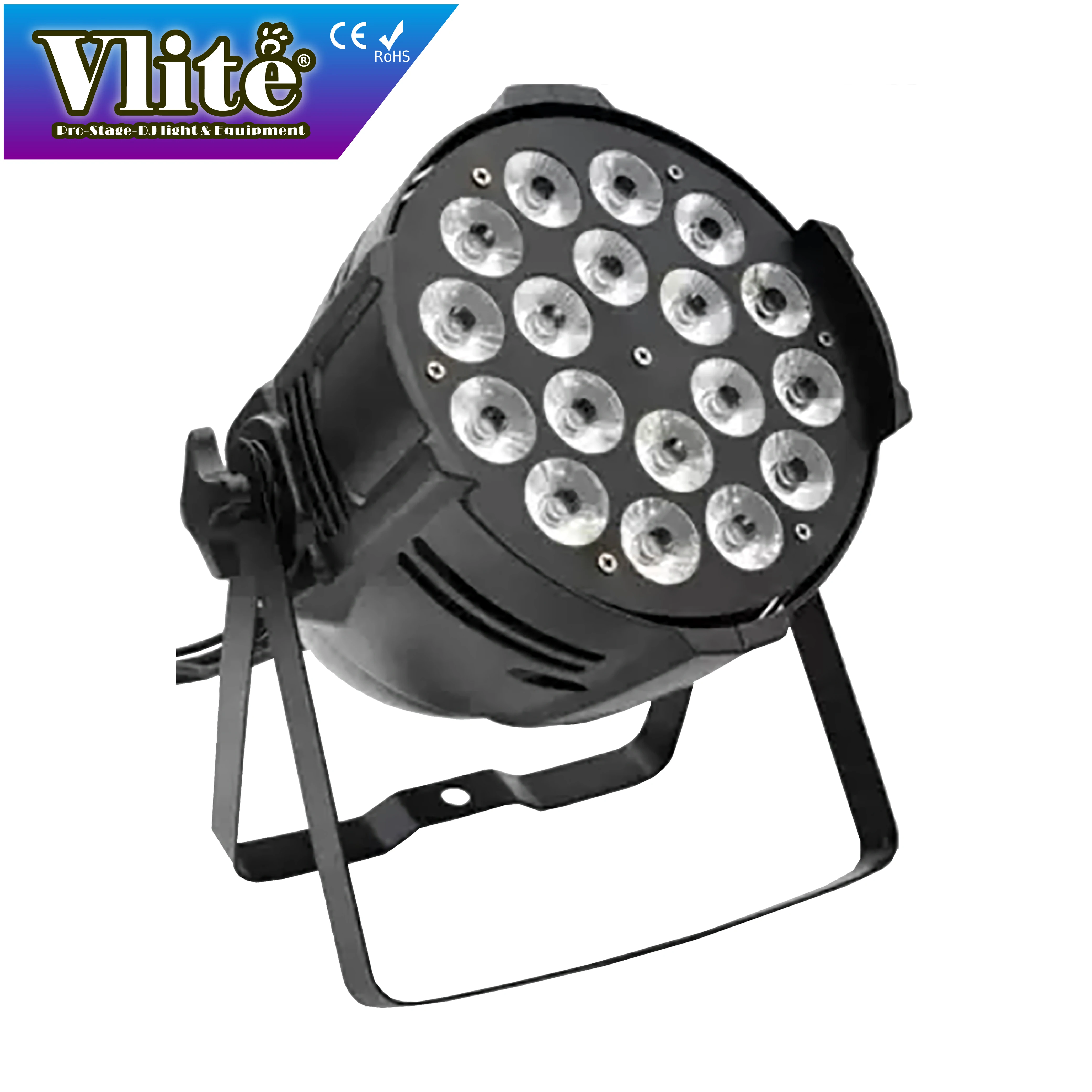18 x 10W 5-in-1 LED PAR Spotlights RGBWA UV White Projection Lights with Wireless DMX Control for Hotel 12V Power