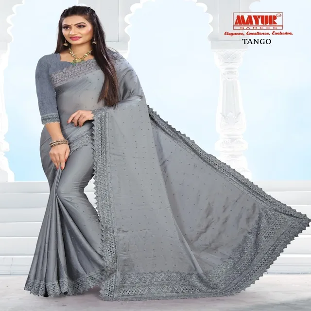 
 Черные шелковые тяжелые вышитые камни для работы, тяжелые Свадебные Сари (свободный размер)  