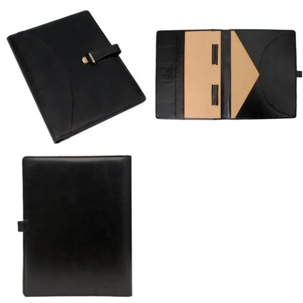 Manufacturer of Custom Logo Black Color  Executive File Folder  PU Leather Manager Case