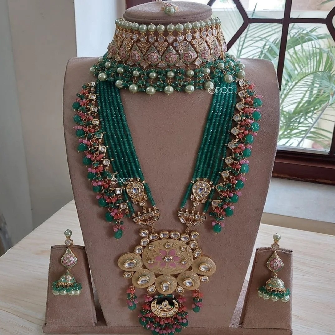 most popular paachi kundan Necklace Indian bridal Jewellery  pearls Set In Lowest weight M Creation