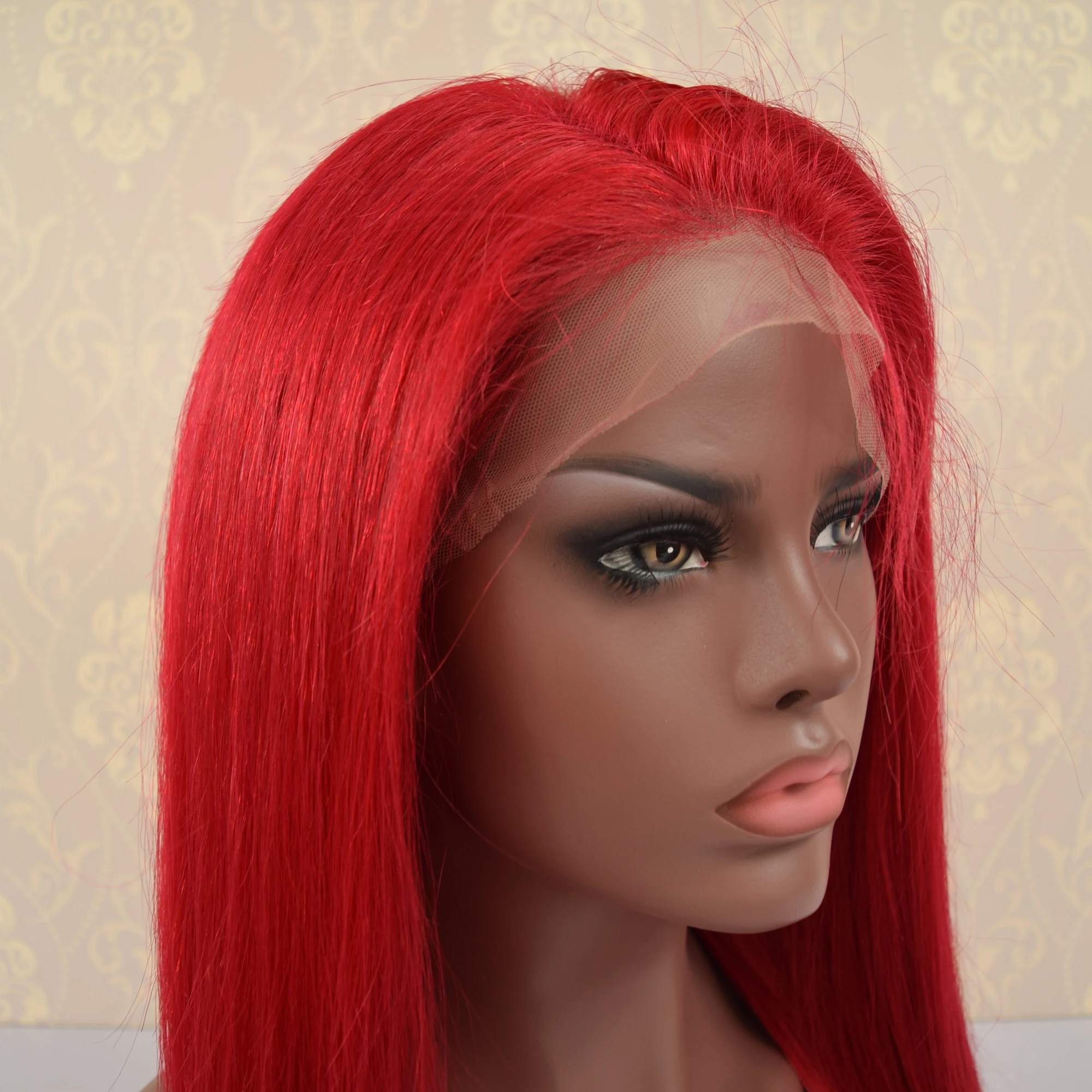 Ali Baba Express Best Quality Red Color Human Hair Full Lace Wig , Unprocessed Wholesale Virgin Brazilian Hair
