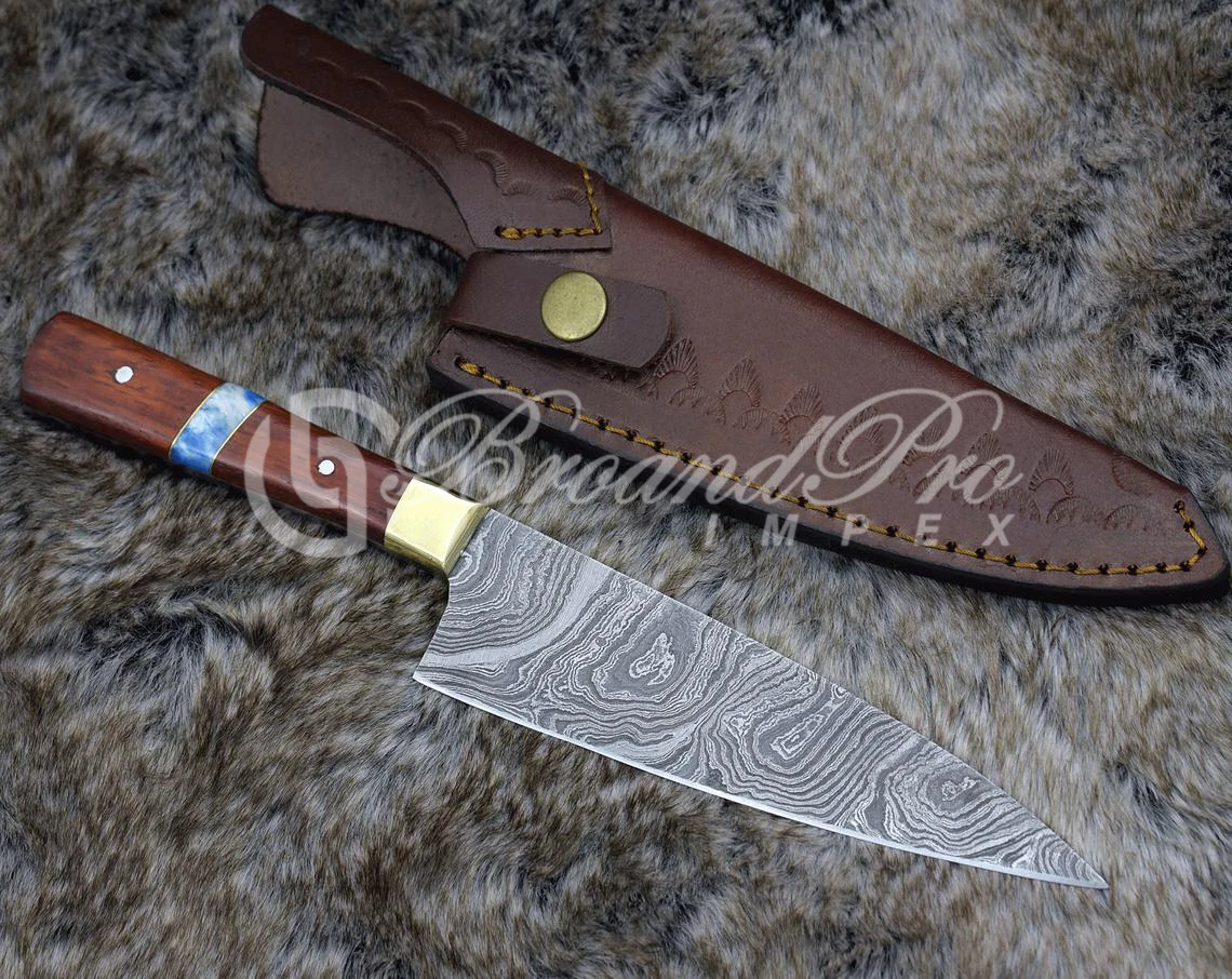  Нож шеф-повара из дамасской стали Профессиональный французский шеф-повар с экзотическим красным сердечком деревянная и композитная ручка 10 дюймов