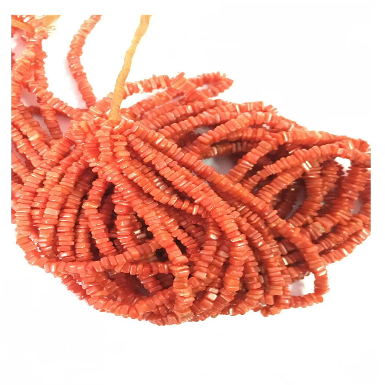 Natural Red Coral Square Shape Chipped Beads Coral Gemstones