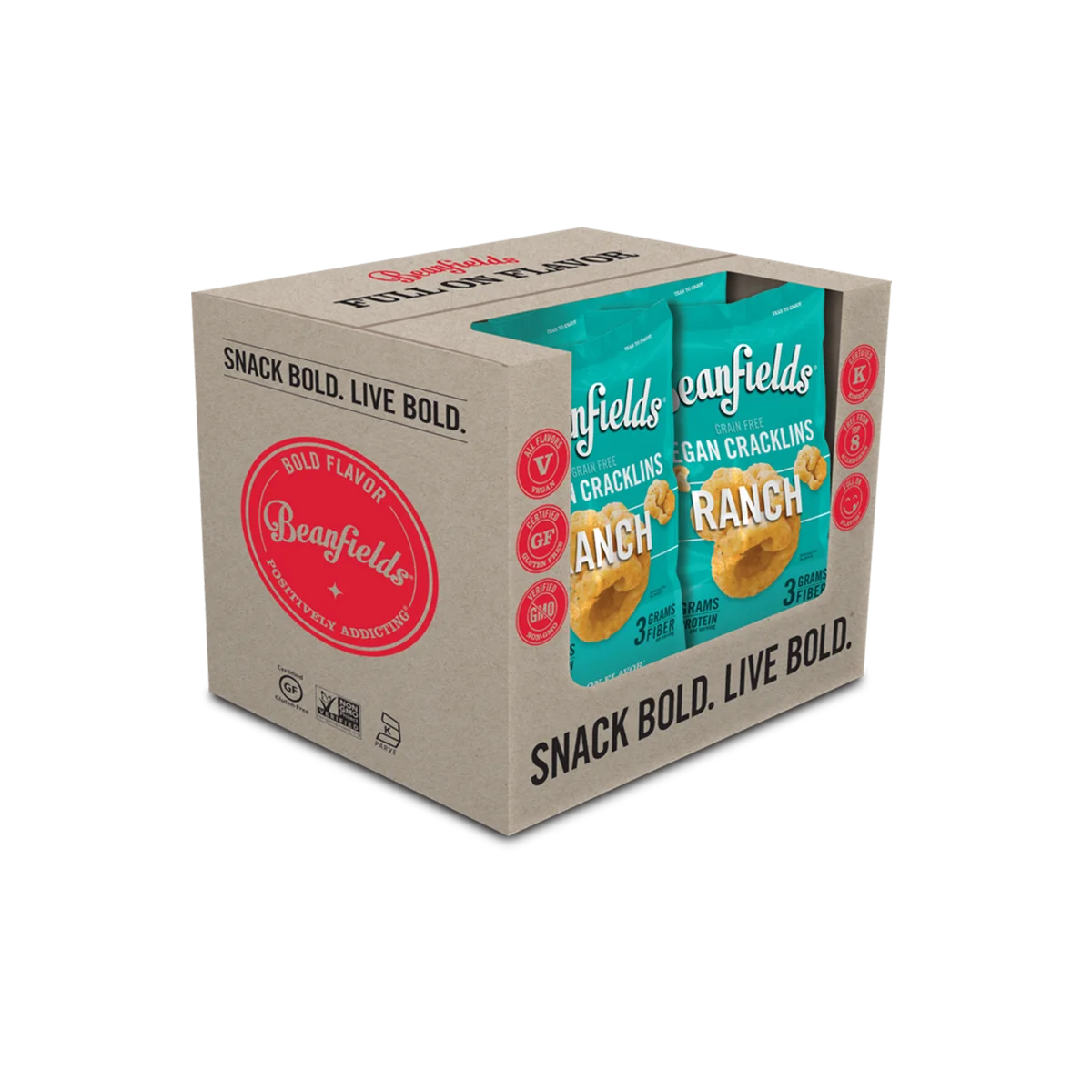 
Beanfields Ranch Vegan Grain Free Cracklins 3.5oz Case Made In USA 