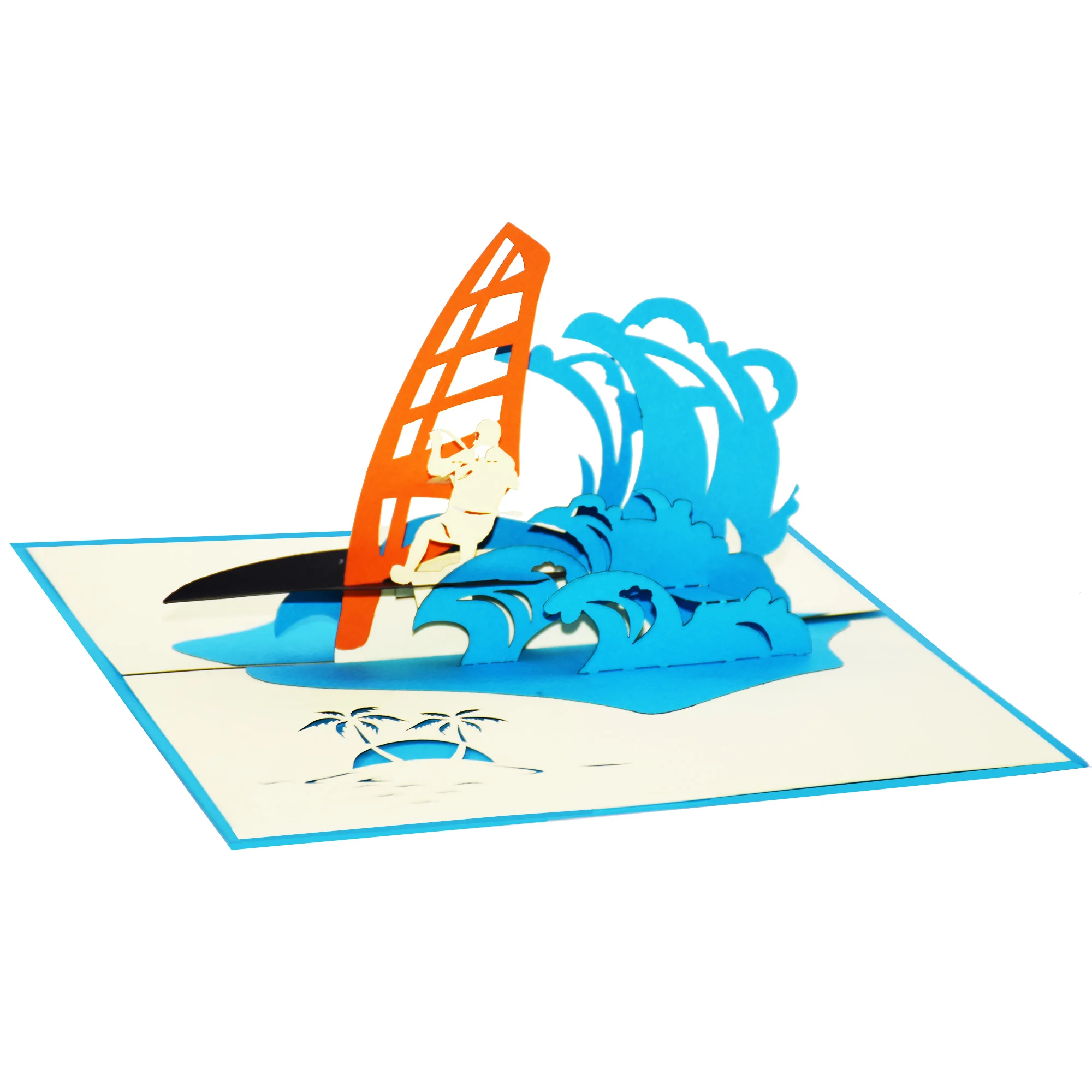 3D выдвижная поздравительная открытка Kirigami для занятий спортом, виндсерфингом, оптовая продажа, Вьетнам