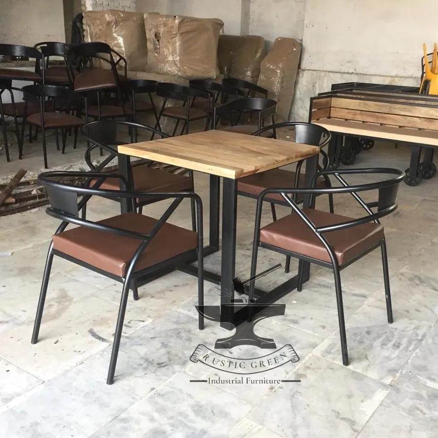 Restaurant cafe tables and chairs , metal wood cafe set
