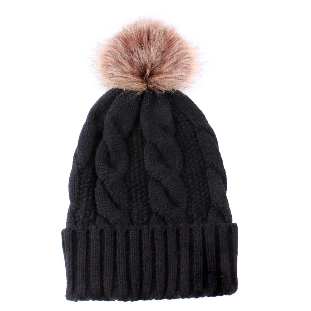 2022 Custom High Quality Winter Warm Wool Acrylic Pom Pom Winter Beanie Hat Caps