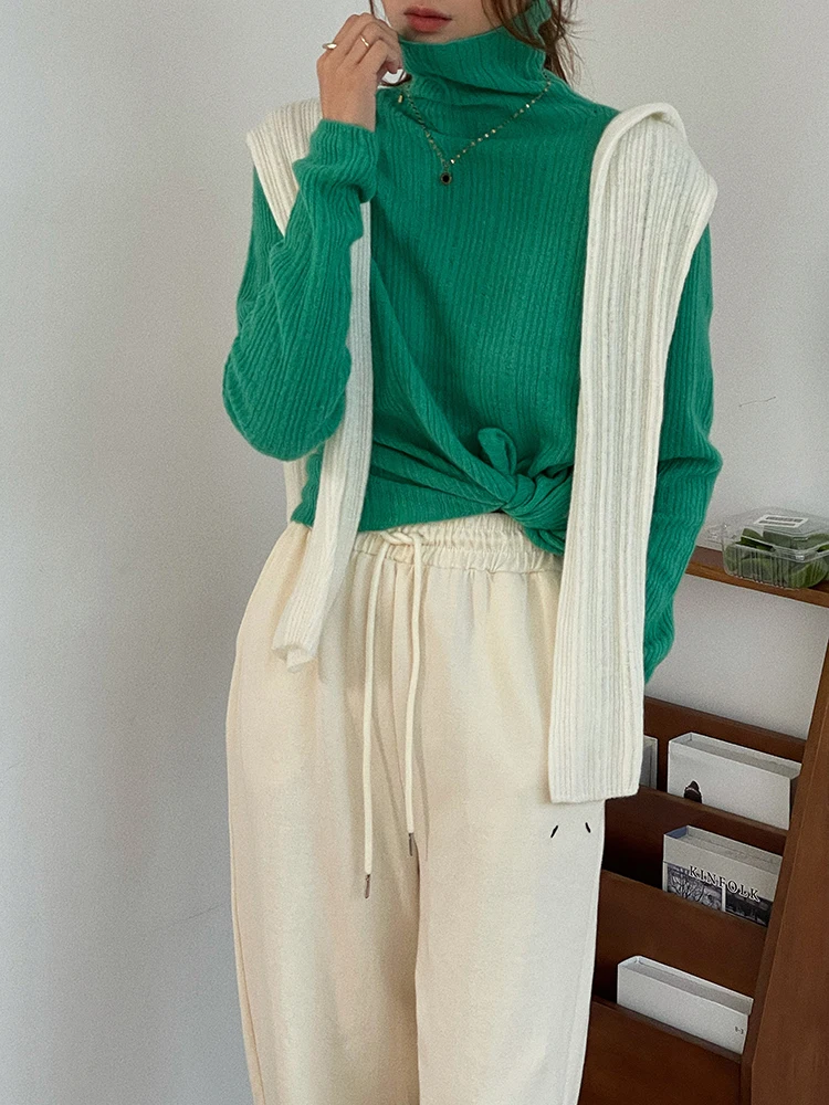 100% Pure Cashmere Sweater Custom Printed High Neck Cashmere Tops Ladies Female Women Pullover 100% Wool Cashmere Sweater