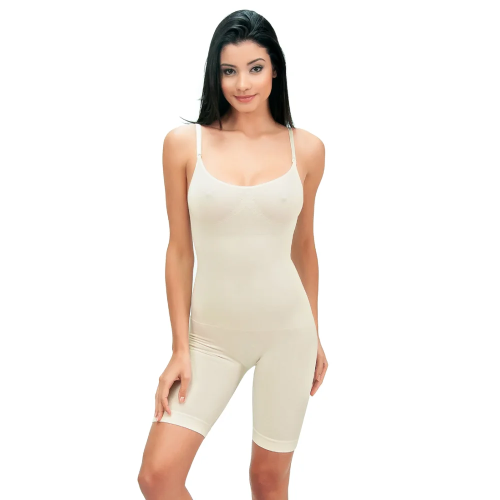 Bamboo Bodysuit Shaper Seamless One Piece Solid Briefer with Adjustable Straps