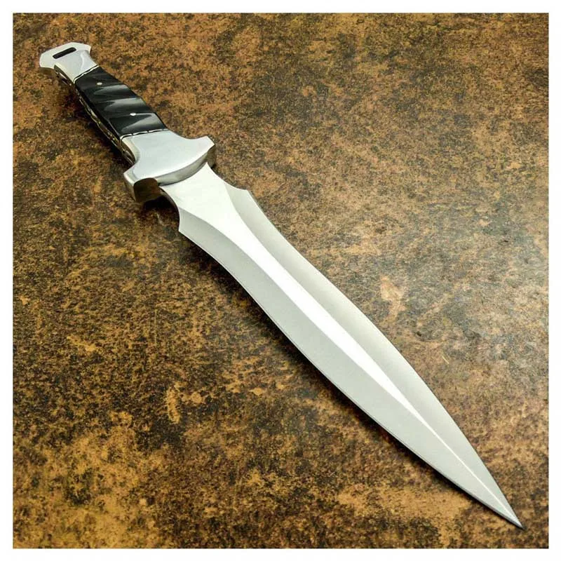  Высококачественный Нож из дамасской стали ручной работы кованое лезвие с фиксированным лезвием острый охотничий нож Bowie Rambo