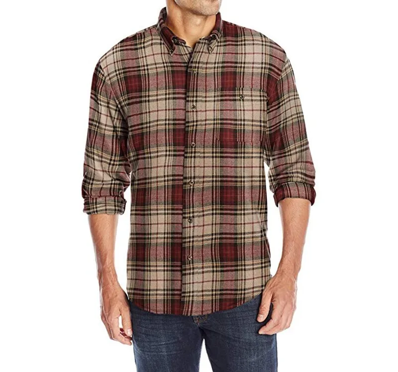 OEM Wholesale Big Check Heavyweight Wool Blend Winter Flannel Shirts