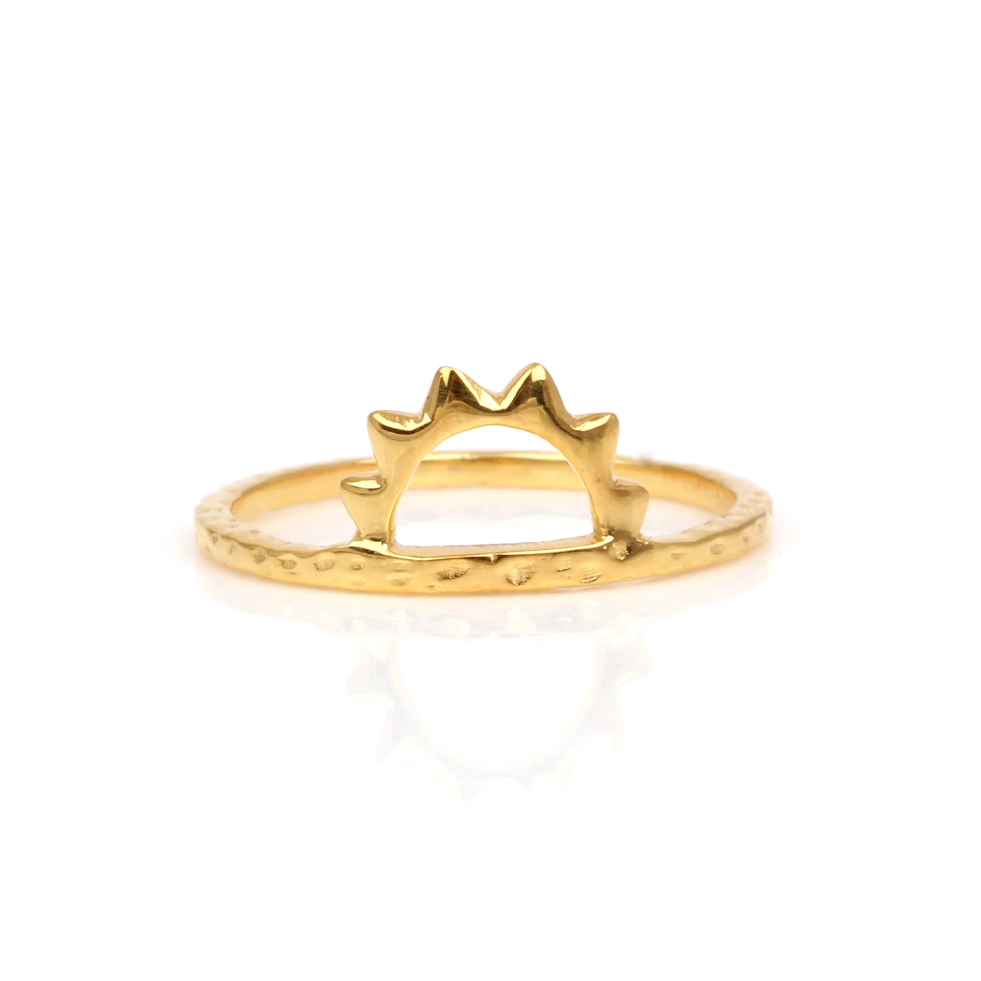 Sunrise Design 18k Gold Plated Minimal Simple Handmade Stacking Eternity Vermeil Band 925 Sterling Silver Ring For Women & Girls