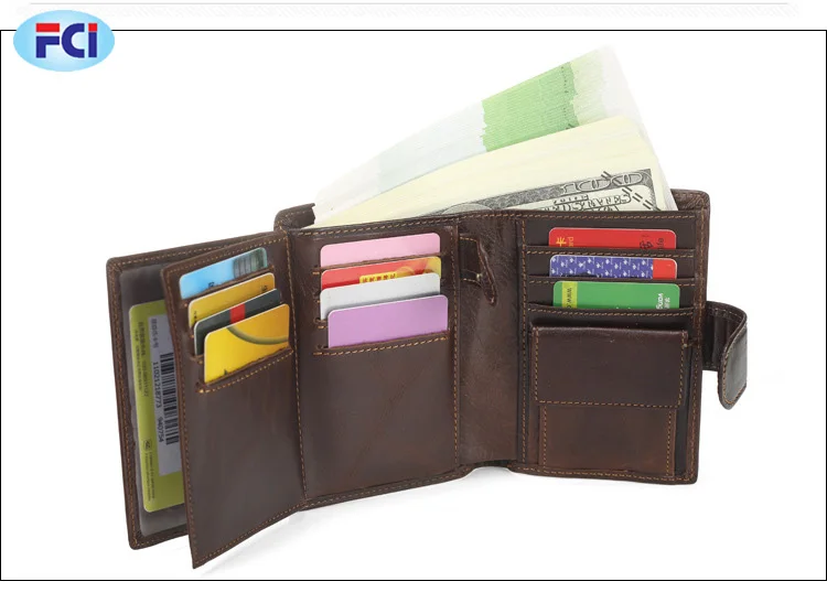 Men Wallet Oil Wax Cowhide Genuine Leather Wallets Coin Purse Clutch Hasp Open Top Quality Short Wallet