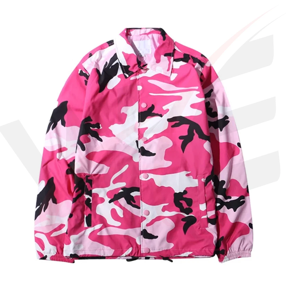 Wholesale Men Hip Hop Multi Color Camo Coaches Jacket