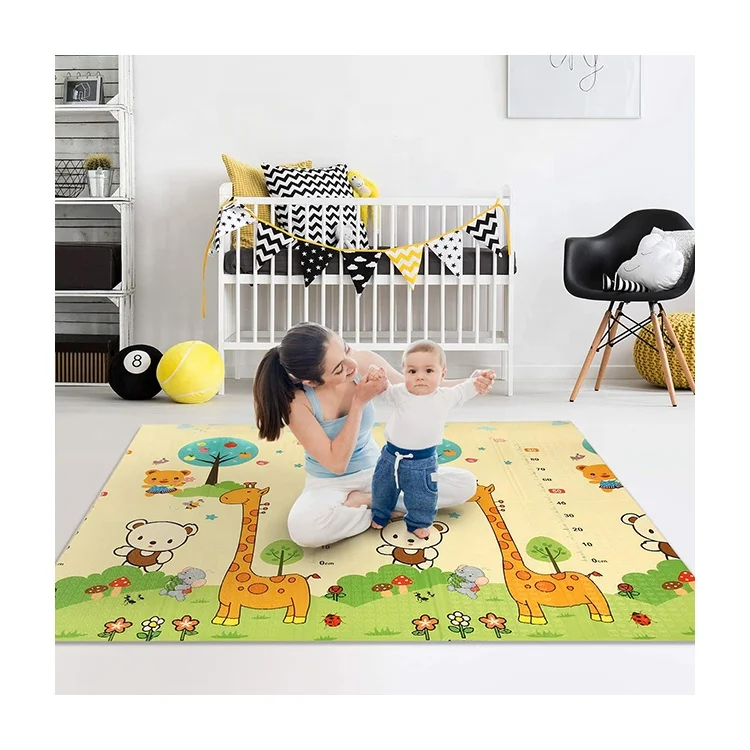 2021 high quality popular XPE foam kids folding pe gym activity learning print baby play mat with sides