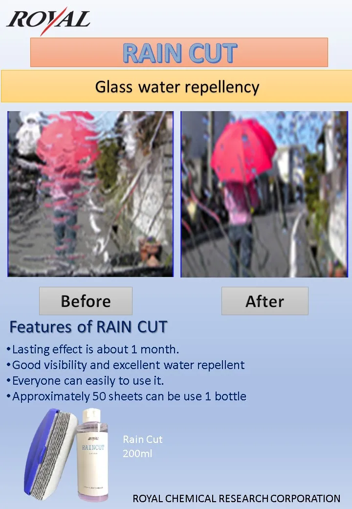 Durable water repellent car glass coating chemical for time saving - RAIN CUT