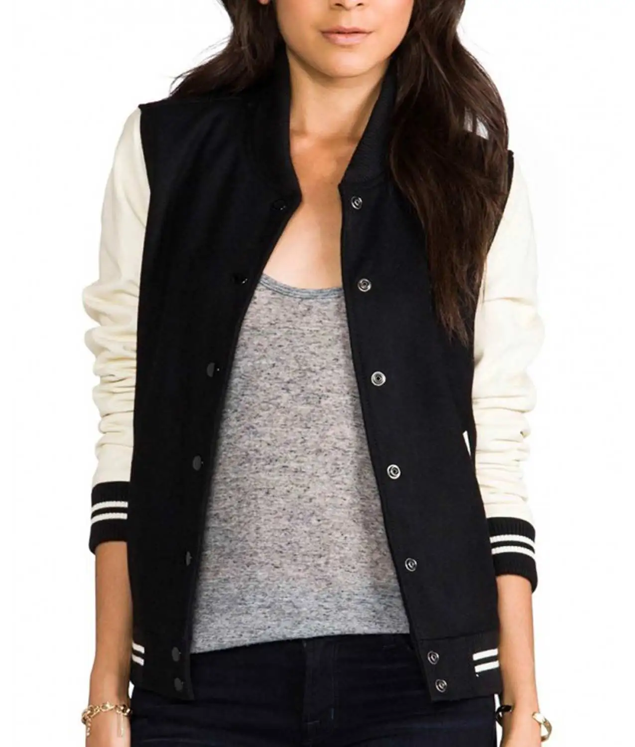 Customize Best Quality New style White Color sleeve Varsity Letterman Jacket Embroidered for Women and Adults Girls