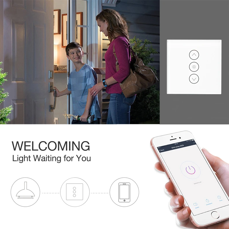 Wifi Smart Wall Touch Light Dimmer Switch 1 Gang EU/UK Standard Wireless APP Remote Control Works with Alexa Google Home