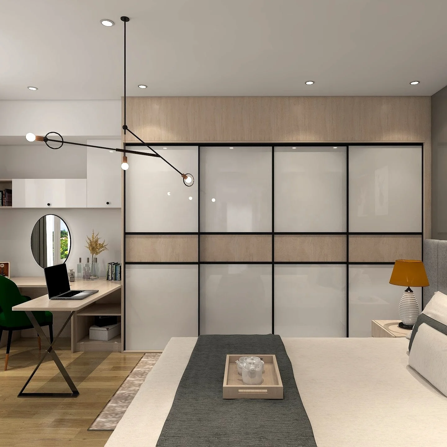 PA latest modern simple 4 door designs wooden bedroom cabinet sliding wardrobe