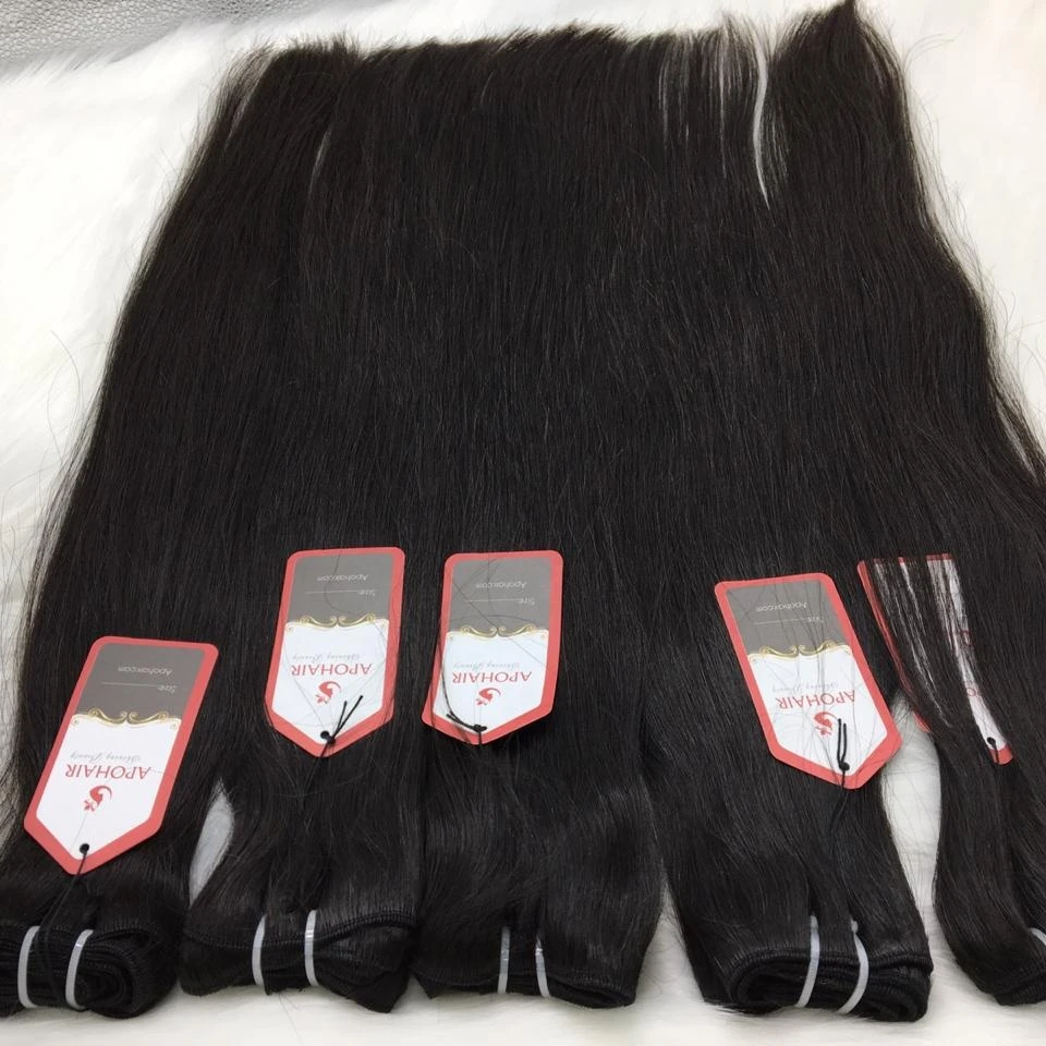 100% Virgin Cuticle Aligned Human Hair Extension,machine weft hair straight natural color, wholesale price list from Ammy apo