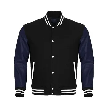 100% Wool Baseball Letterman Jacket Leather Sleeve Sports Varsity Jacket Low MOQ Custom Varsity Letterman Custom Embroidered