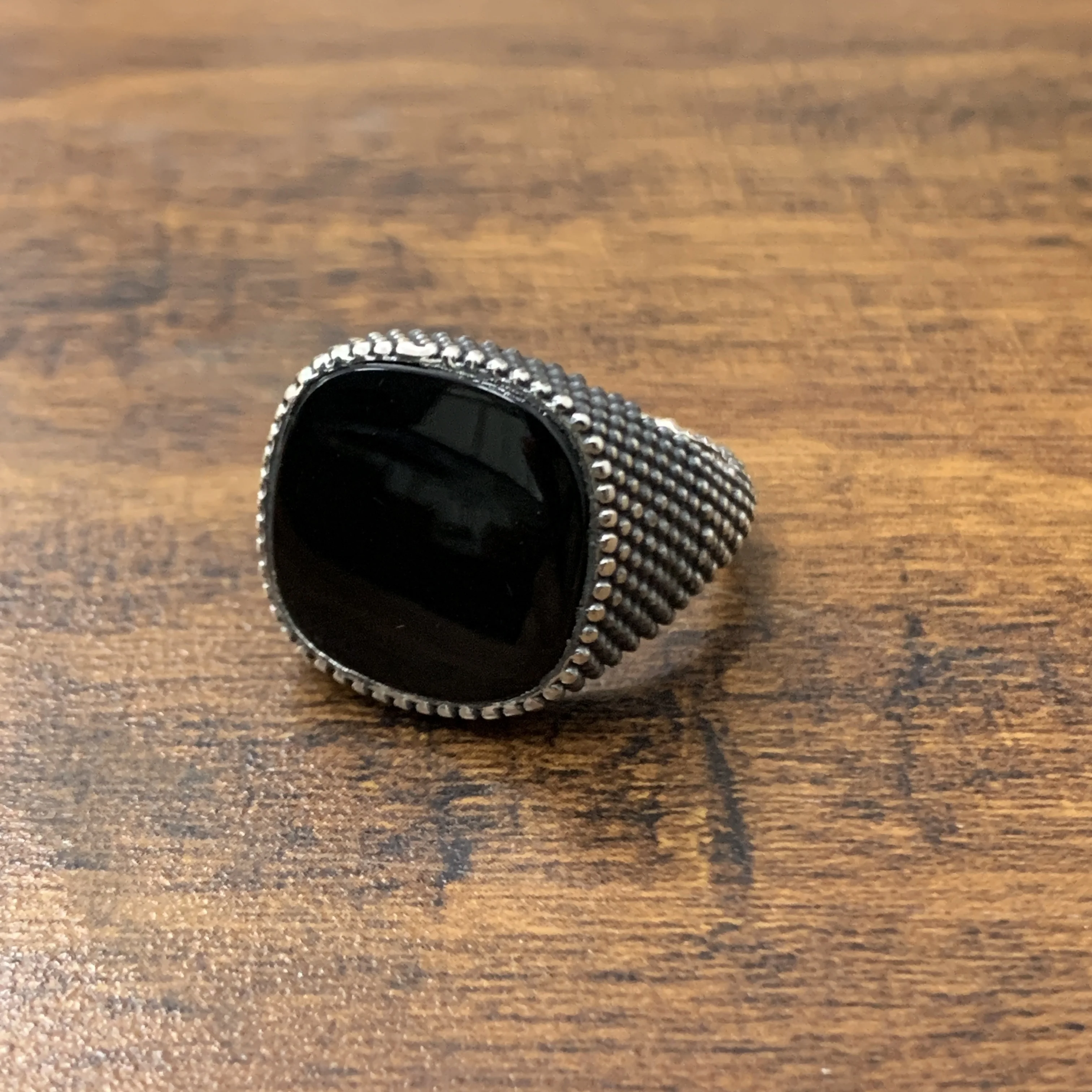 Natural Black Onyx Gemstone -Protective Stone-Detailed Ring-925 Sterling Silver-Party Wear Ring-Round Edge Shape-Wholesale Ring.
