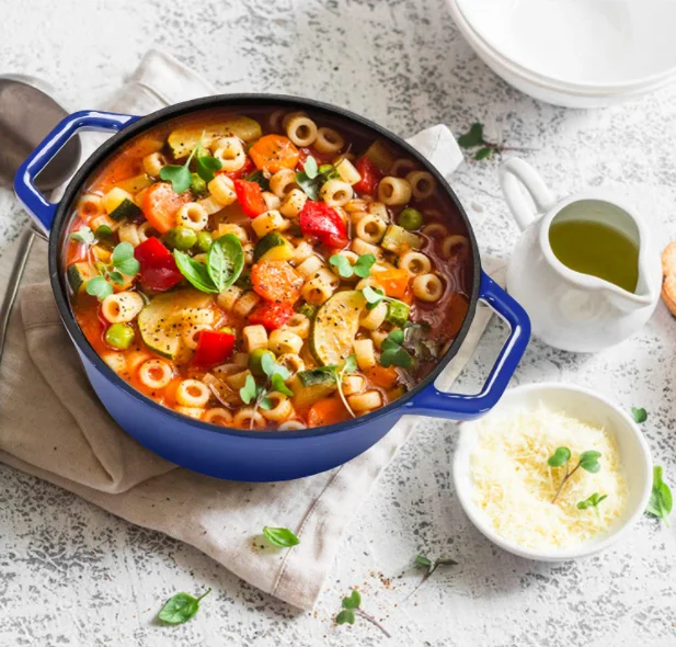 Синяя круглая чугунная голландская печь эмалированная кухонная кастрюля тяжелая для