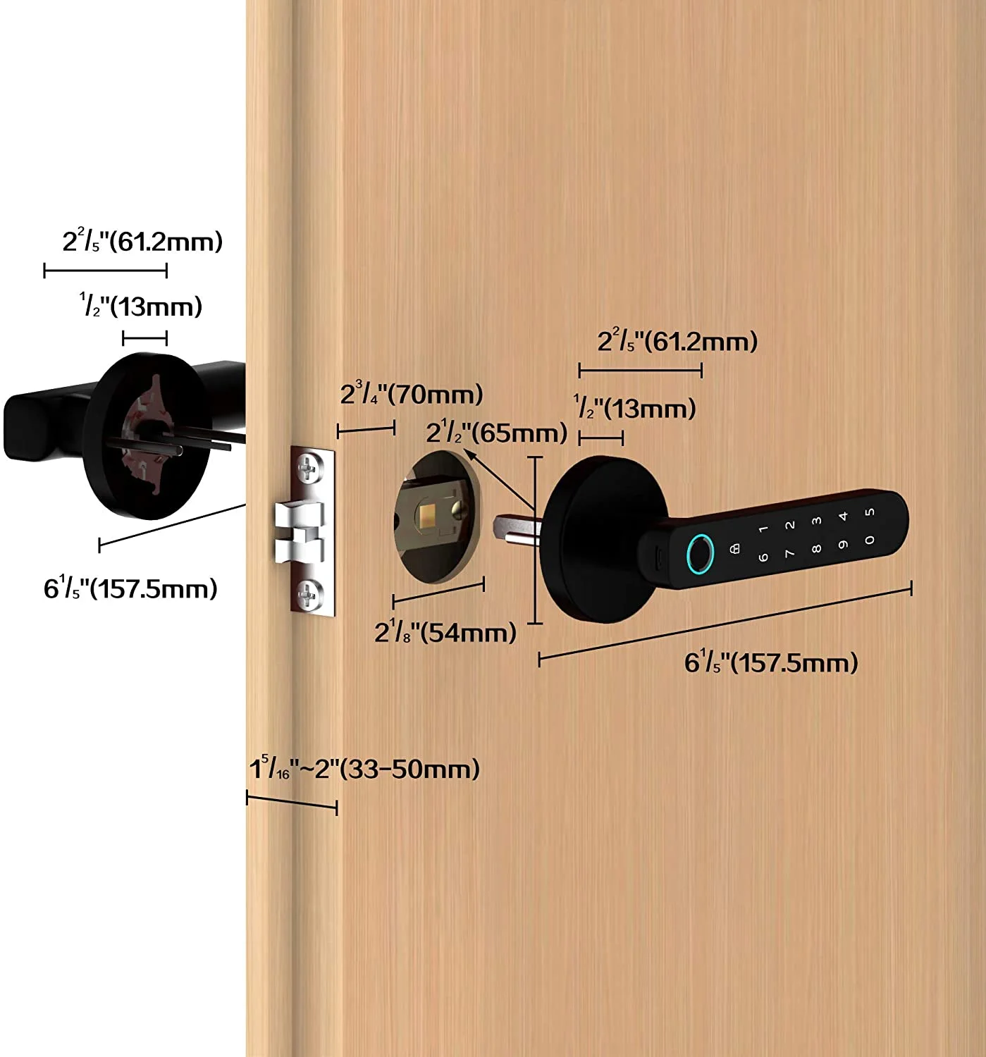Single latch dead bolt digital smart door lock passcode biometric home wooden bedroom electronic fingerprint door handle lock