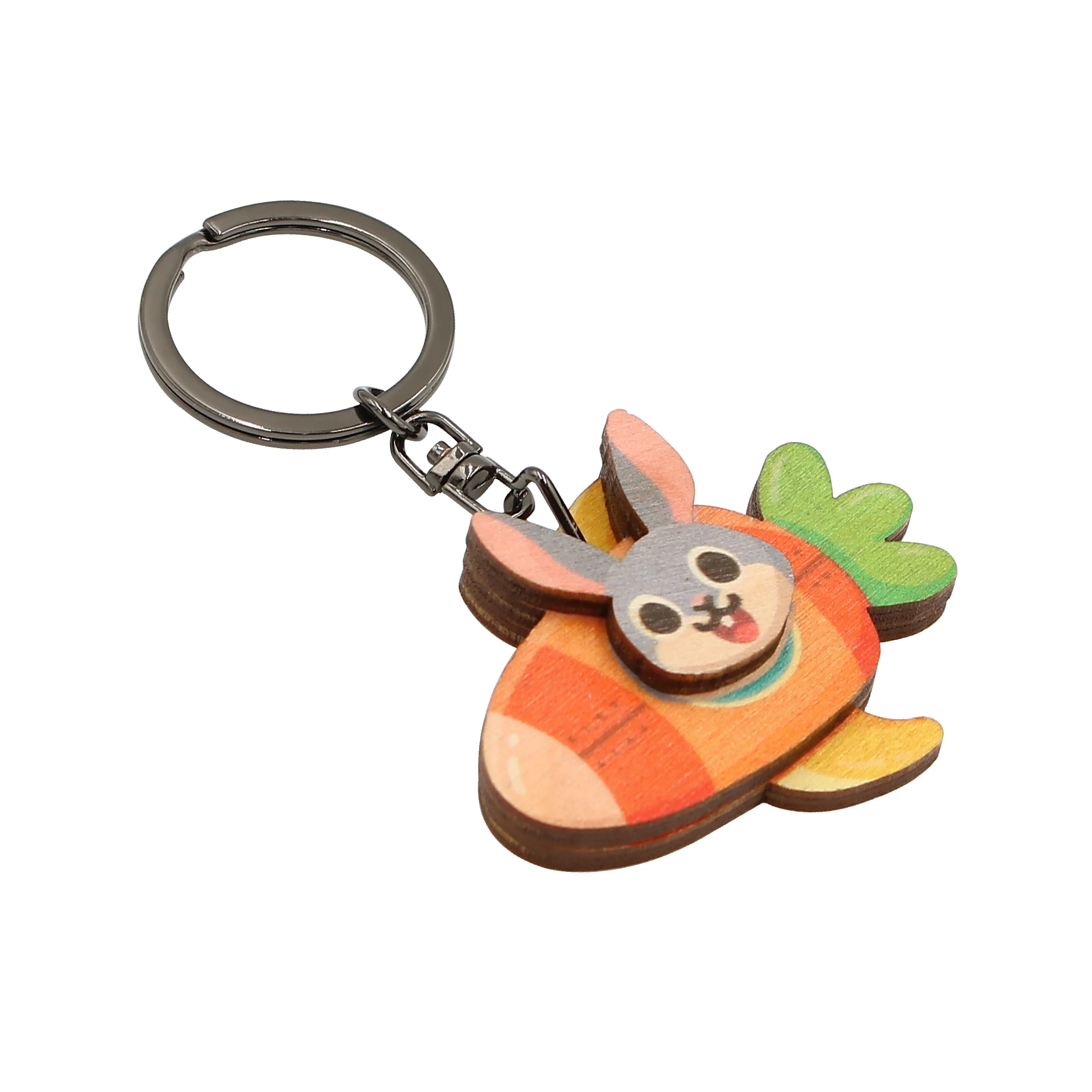Carrot Rocket Rabbit Bunny Wood Keychain Wooden Souvenir