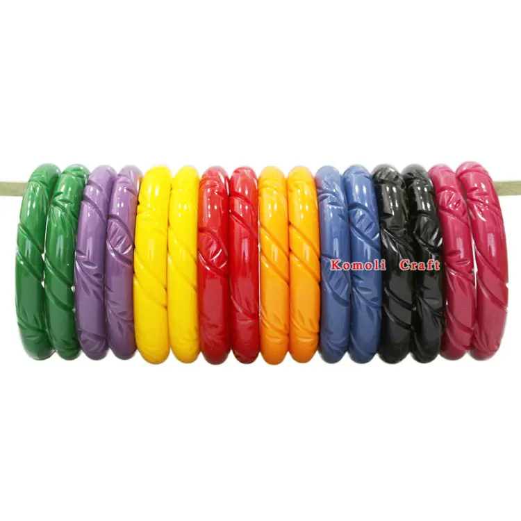 Green Wide Rope Custom Carved Resin Vintage Bakelite Jewelry Wholesale