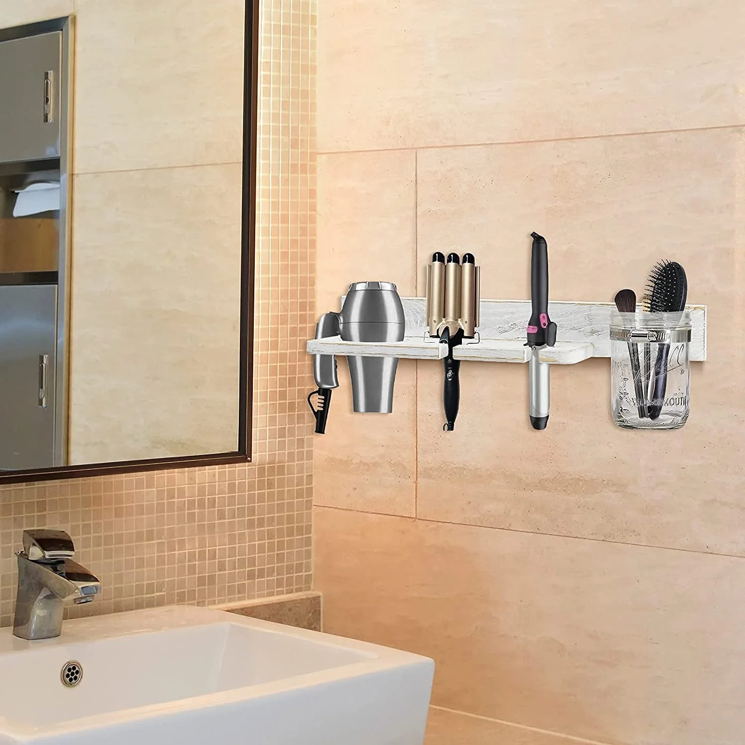 Настенный держатель для ключей в рустикальном стиле с почтовой полкой, декоративный деревянный органайзер для электронной почты с 3 двойными крючками для ключей, деревянный подвесной сортировщик