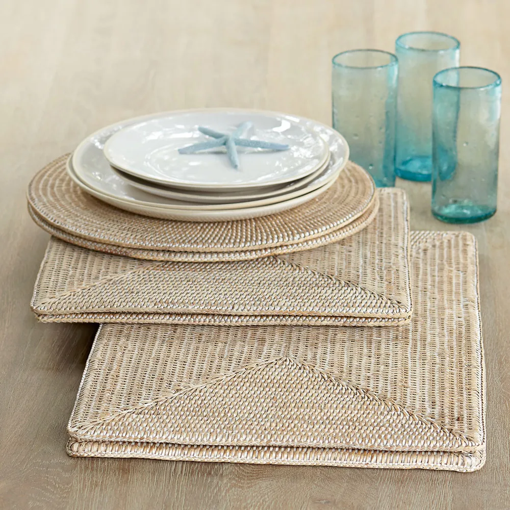 Wholesale table wedding placemat woven rattan square placemat set 2020