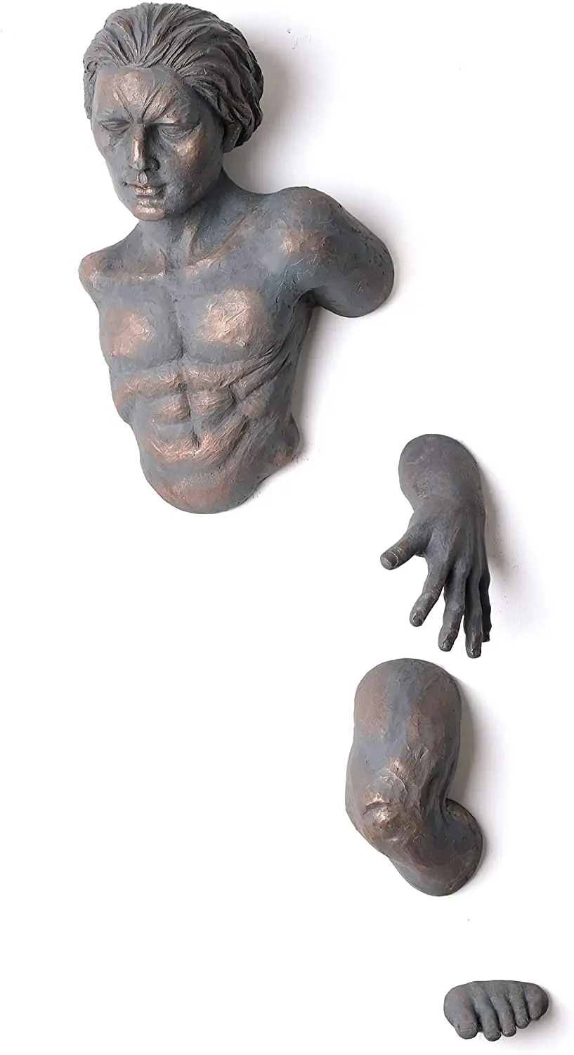 Through Wall Figure Sculpture Resin,Pendant Statue Living Room Decor