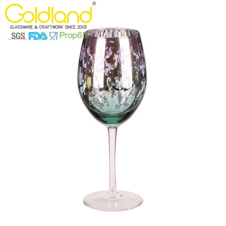 Decorative silver plated wine glass goblet electroplated stemware red wine glass