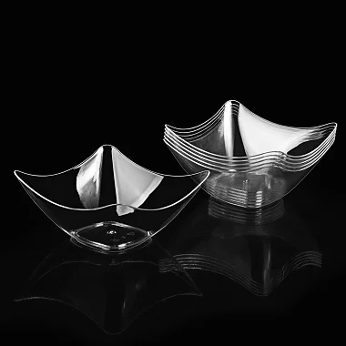 Wholesale Clear Reusable PS Plastic Dessert And Salad Dish